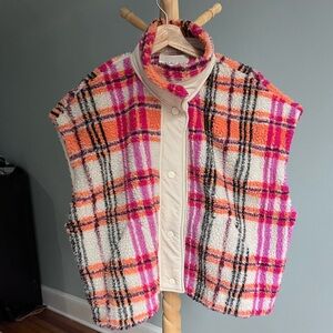 Mustard Seed Pink and Orange Plaid Vest